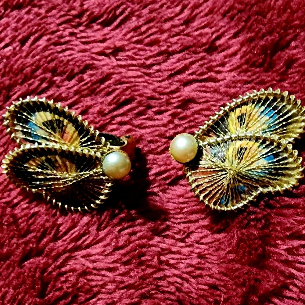 Vintage clip on butterfly earrings